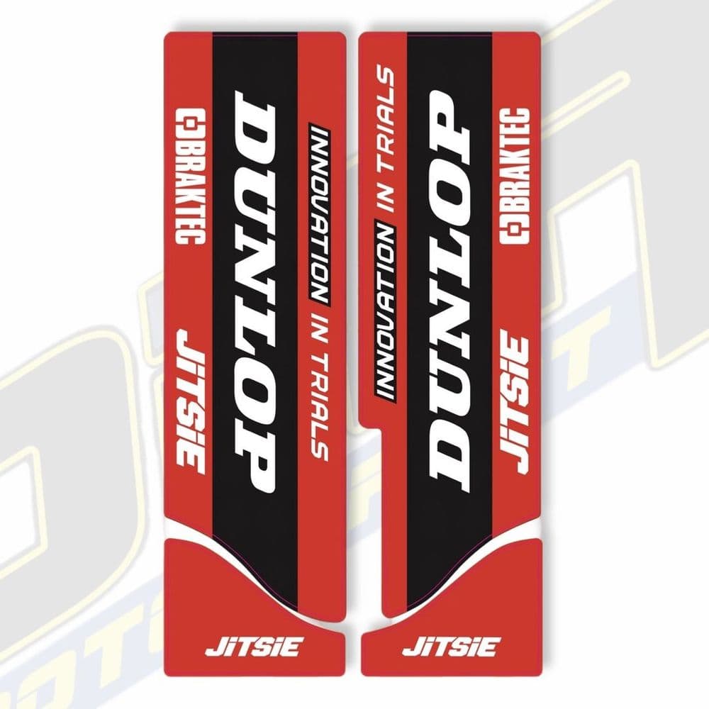 Jitsie Trials Fork Decals - Beta / Paioli  - Dunlop Red / Black