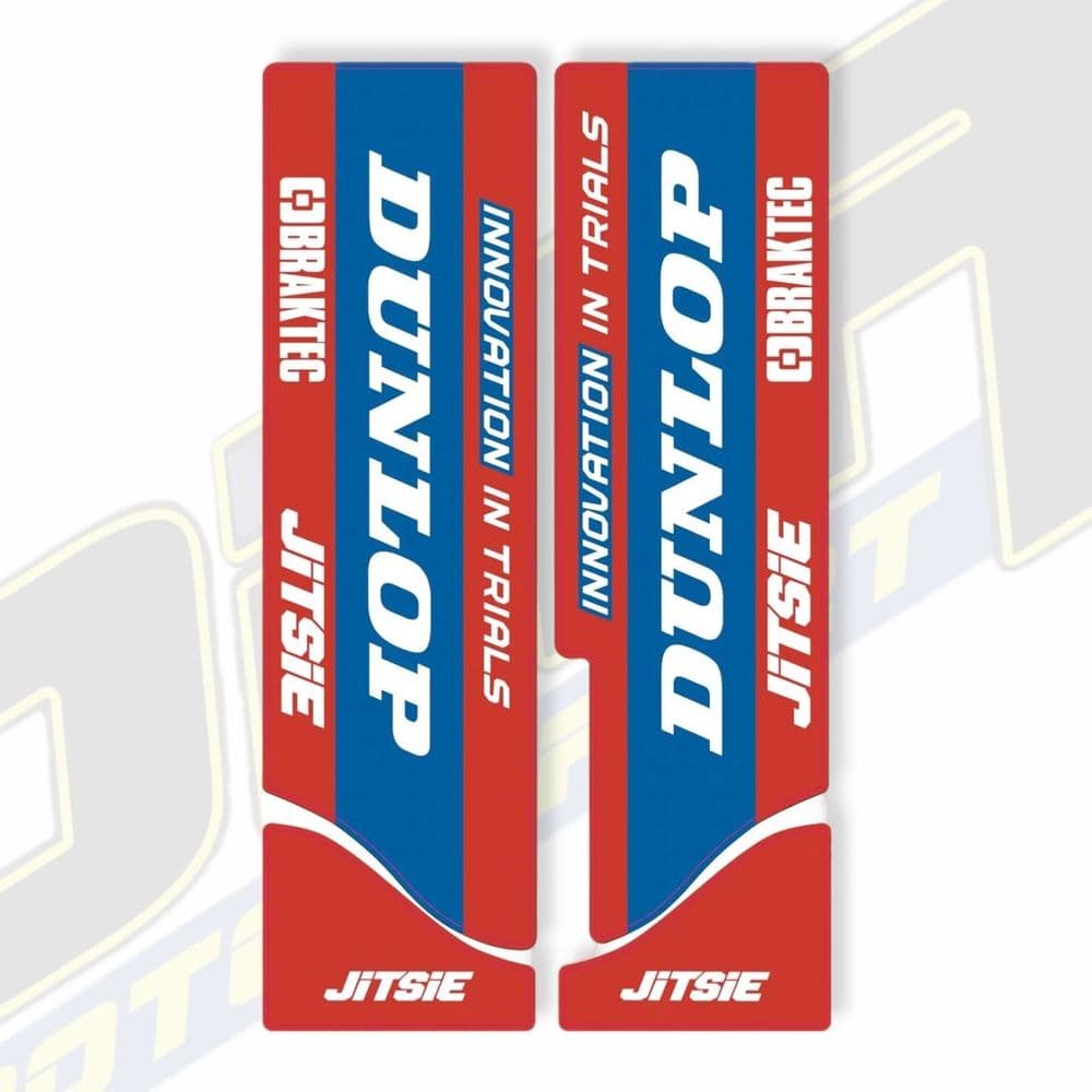 Jitsie Trials Fork Decals - Beta / Paioli  - Dunlop Red / Blue