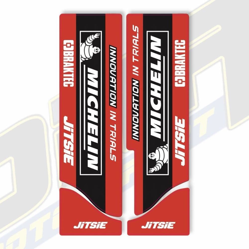 Jitsie Trials Fork Decals - Beta / Paioli  - Michelin Red / Black