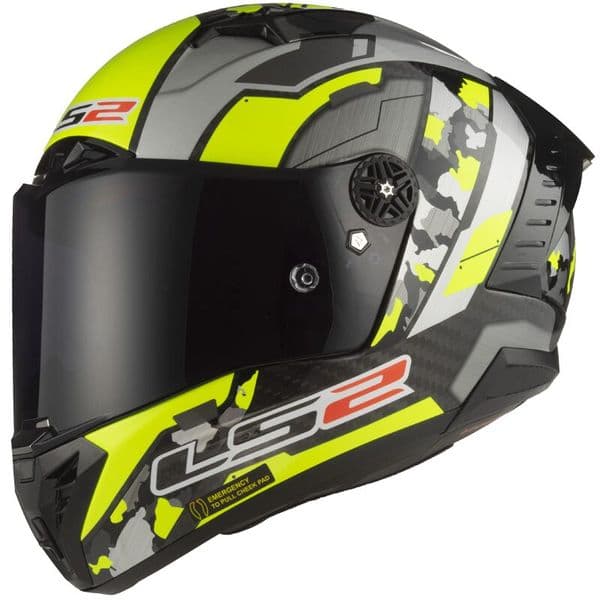 LS2 FF805 Thunder Carbon Motorcycle Race Helmet - Space Hi Viz Yellow / Grey