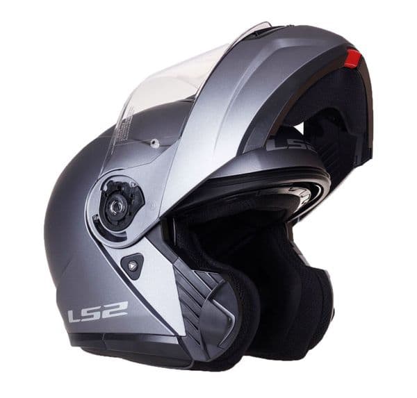 LS2 FF908 Strobe II Flip Front Motorcycle Helmet with Drop Down Visor - Solid Matt Titanium