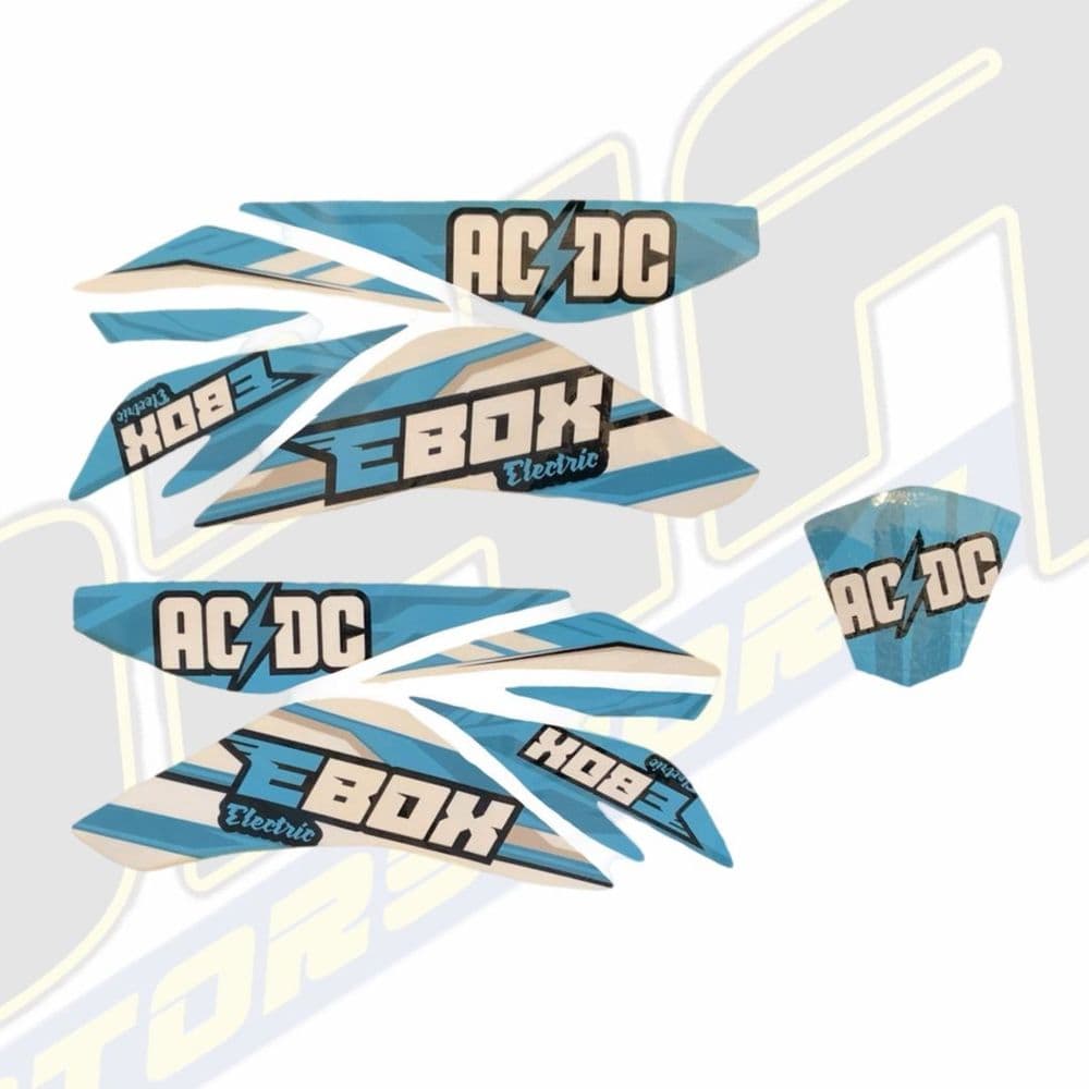 STOMP EBOX ACDC Electric Quad Graphics / Sticker Kit - BLUE