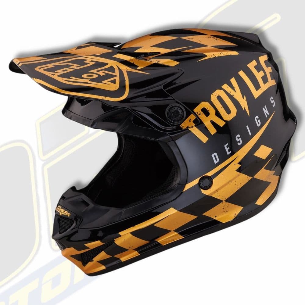 Mx 7 Design Troy Lee Designs TLD SE4 Motocross MX Helmet - RACE SHOP Black / Gold