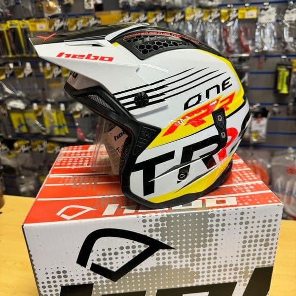 TRS RR Hebo Zone 4 Fibreglass Trials Helmet - Black / Yellow