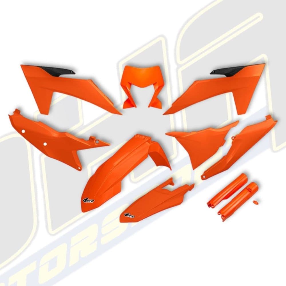 UFO Plastics Kit & Fork Guards for KTM EXC / EXC-F 2024-2025 - NEON ORANGE