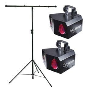 2 x Acme LED Boogie Lights and a T-Bar Stand Hire