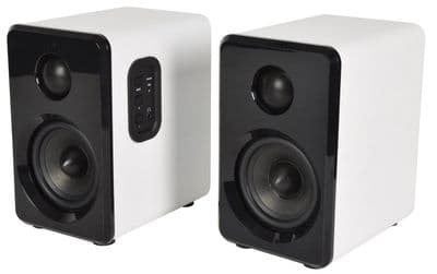 2x av:link ABS35WHT White 30W Active Studio Monitor Speaker + Bluetooth + Remote