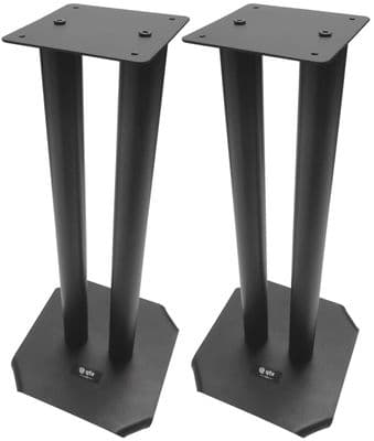 2x QTX Black Studio Monitor Moniter Speaker Stand Heavy Duty + Floor Spikes 50cm