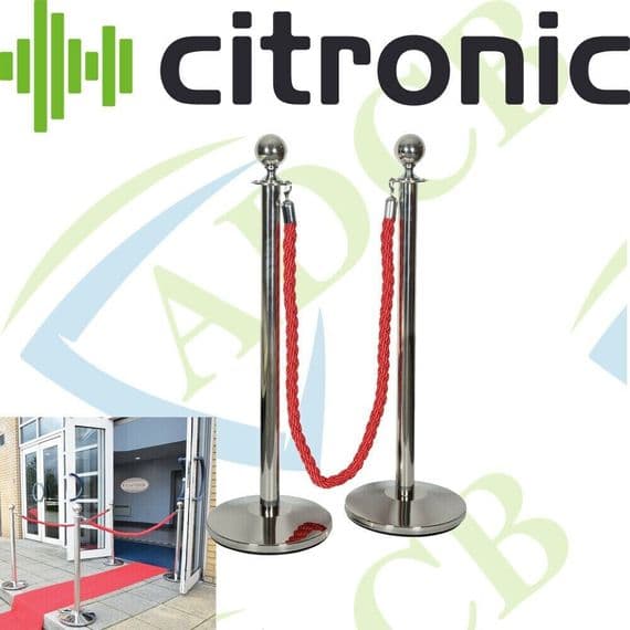 4 x CITRONIC VIP Queue Barrier Posts and Rope Sets to clear