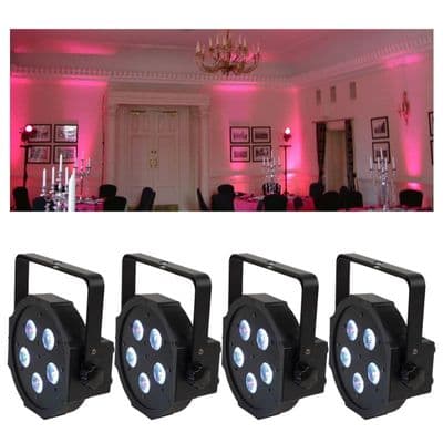 4 x Uplighting Led Par Cans + Remote Control Lighting Package Hire