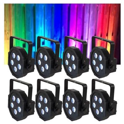 8 x Uplighting Par Cans + Remote Control Lighting Package Hire