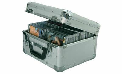 Aluminium Metal CD Storage Box Flight Carry Case - Holds 40 - Secure Lock 2 Keys