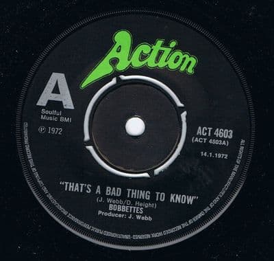 Bobbettes Thats A Bad Thing To Know UK Action Demo