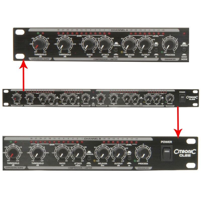 Citronic CL22 Stereo Compressor Limiter Gate Professional Rack ...