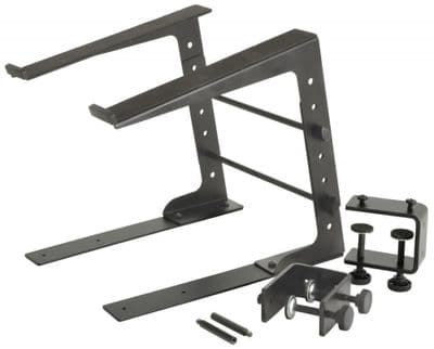 Citronic LS-01C Black Steel Compact laptop Stand + Table Clamps if needed