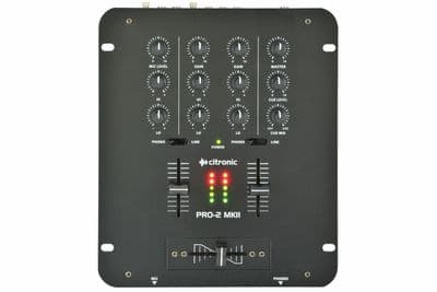 Citronic PRO-2 MKII 2-Channel 5-Input 2-Band EQ DJ Mixer Phono or Line or Mic