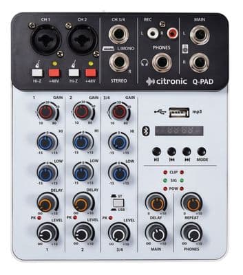 Citronic Q-PAD Mini Mixer 4-Channel with Bluetooth + USB + Fx