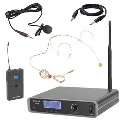 Citronic RU105-N 81Ch UHF Wireless Headset + Lavalier Radio Microphone Mic Kit