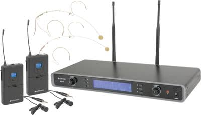 Citronic RU210-N UHF 81Ch 2 x Headset or 2 x Lavalier Radio Microphone Mic Kit