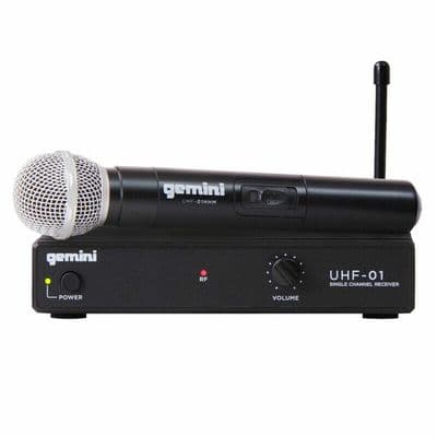 Gemini UHF-01M Handheld Radio Mic Wireless Microphone System 864.75MHz + Leads