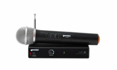Gemini VHF-01M Handheld Radio Mic Wireless Microphone System 174.1MHz + Leads