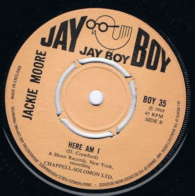 Jackie Moore Here Am I uk Jay Boy Mint