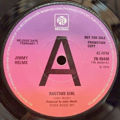 Jimmy Helms  Ragtime Girl / Romeo And Juliet- Pye Records promo 7