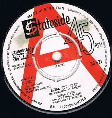 MITCH RYDER AND THE DETROIT WHEELS BREAK OUT STATESIDE DEMO M-