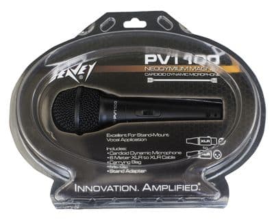 Peavey PVi100J Dynamic Microphone 6m 1/4 jack to XLR Lead + Carry Bag + Mic Clip