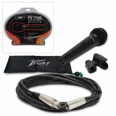 Peavey PVi100X Dynamic Microphone + 6m XLR to XLR Lead + Carry Bag + Mic Clip