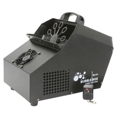 QTX Bubble Box Bubbles Machine High Output 2 x Remote Controls Wired or Wireless