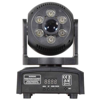 QTX Gobo Spotwash 7 x Gobos 30W White + 6 x 8W RGBW Moving Head Auto Sound + Dmx
