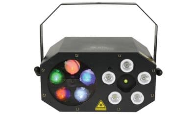 QTX Gobo Starwash 3 in 1 RGBWY Light Effect +  Red Green Laser + IR remote
