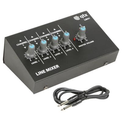 Qtx LM41 Compact 4 Mono Channel Line Level or Instrument Mic Microphone Mixer