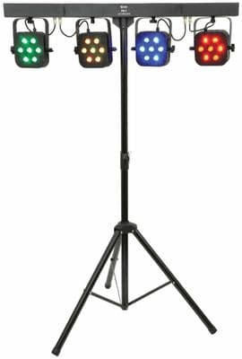 QTX PB-7 RGB Foldable 4 x PAR Can Bar + Stand + Carry Bag + Foot Controller 84W