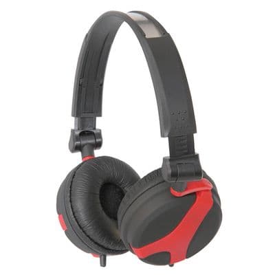 QTX QX40R Red and Black Wired Foldable Stereo Headphones 1.5m Lead + Adaptor