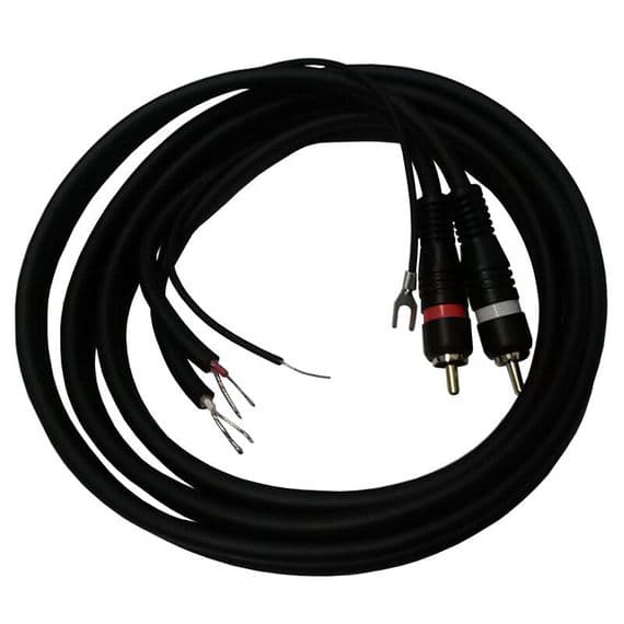 Quality Deck Turntable Lead 2 x Gold Phono + Earth Cable Reloop