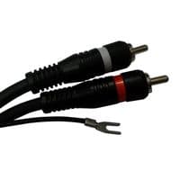 Quality Deck Turntable Lead 2 x Gold Phono + Earth Cable Reloop