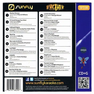 Sunfly Karaoke Hits Volume 338 CDG 18 Chart Tracks SF338 CD+G Free UK Delivery