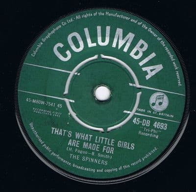 The Spinners Thats What Little Girls Are Made For  + Heebie Jeebies UK Columbia Motown Rarity (Motown Spinners)