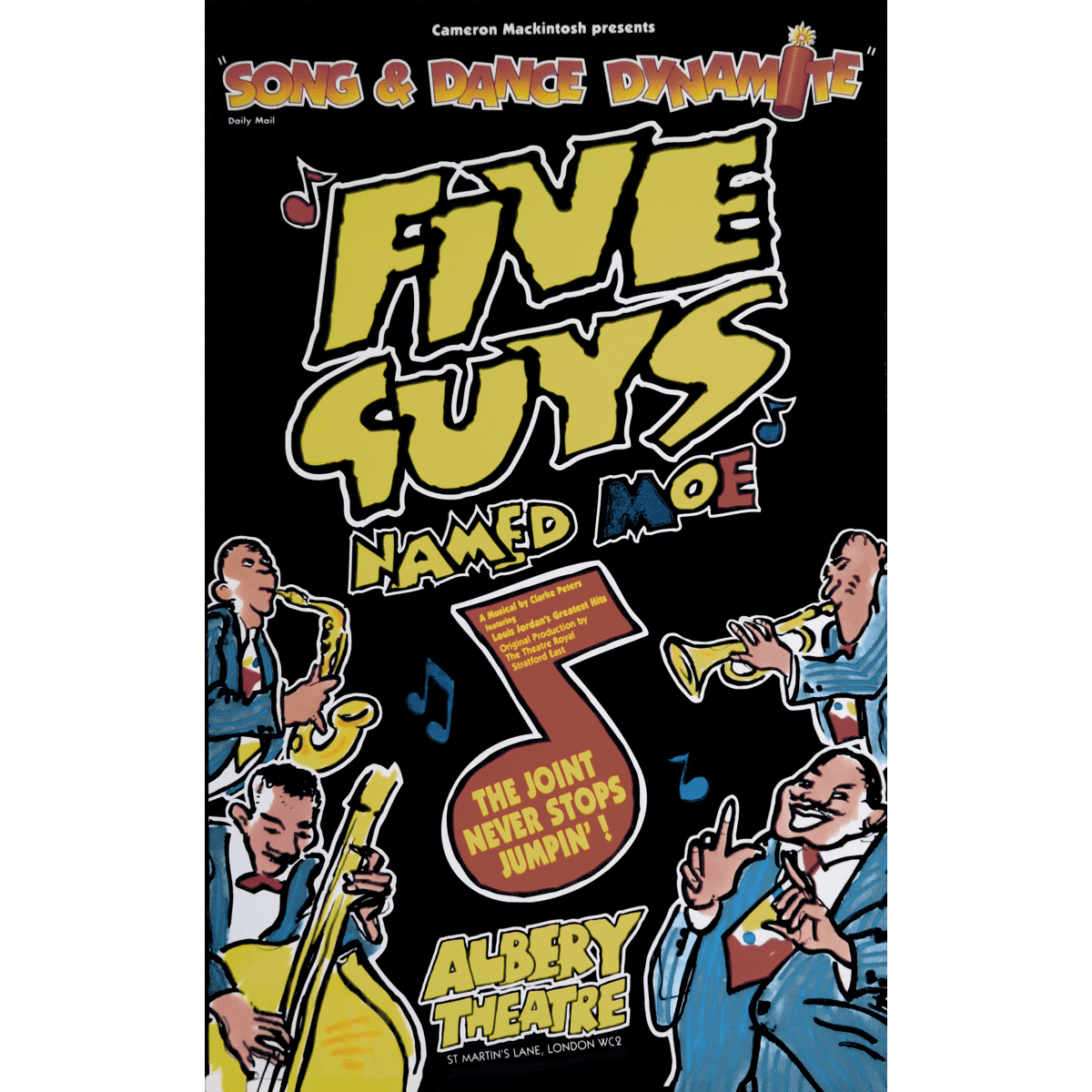 Five Guys Named Moe Albery Theatre Poster
