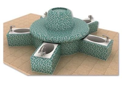 Tiled Footspa - Circular Foot Bathing Station