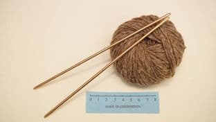 14th century medieval york bronze knitting needle set of 2 with wool