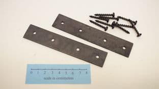 25mm wide steel repair strap repair or reenforcing connectors 5" set of 2 with pan head 30mm screws