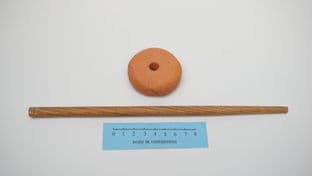70g terracotta pottery drop spining spindle and beech wood spindle