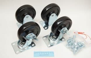 a set of 4 trolley wheels with set screws