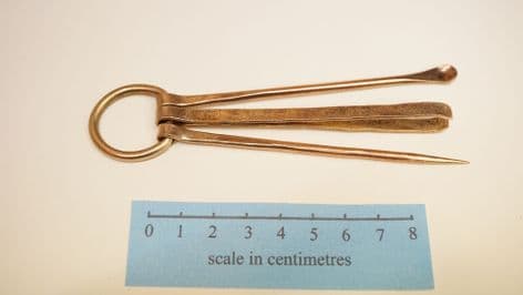 Anglo-Saxon hot forged bronze toilet set based on a find from Lincolnshire