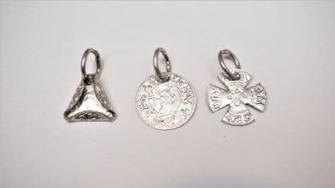 anglo saxon pendant choice of amulet coin or cross made from pewter pennies