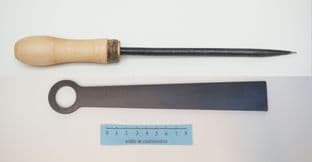 basket weavers bodkin and rapping iron with beech wood handle and linen ferrule