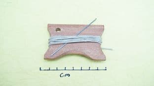 Bjorko cedar wood thread winder steel needle & 1.2m of linen thread